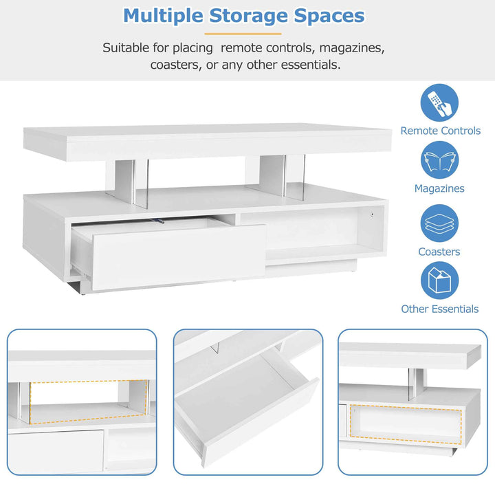 LED coffee table with 2 drawers GUTI UK