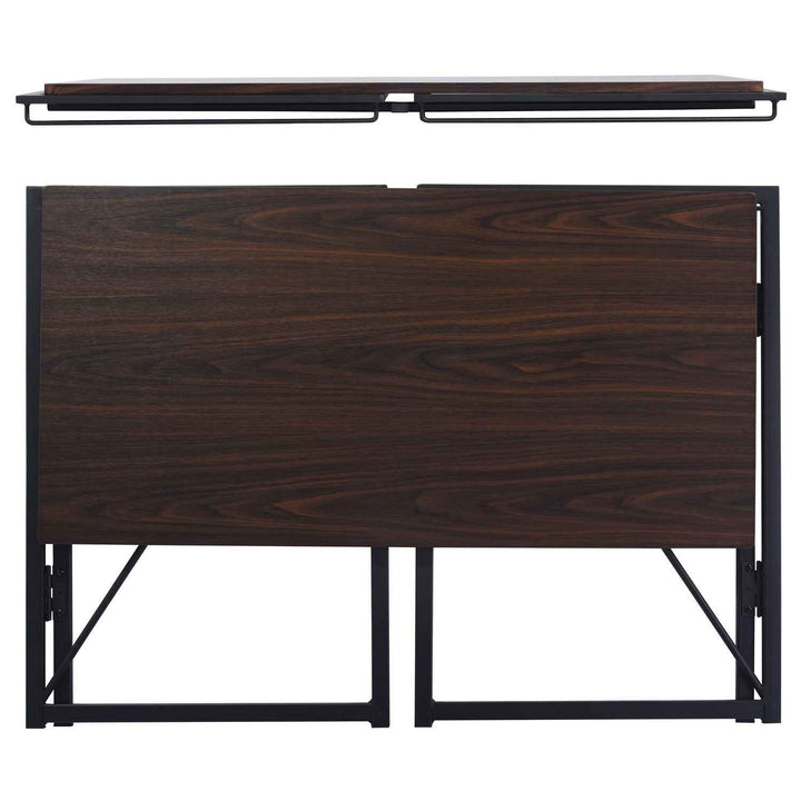 Folding Computer Desk 100x50cm Walnut MDF Space Saving Home Office Table, Ideal for Small Spaces HARPER WALNUT A