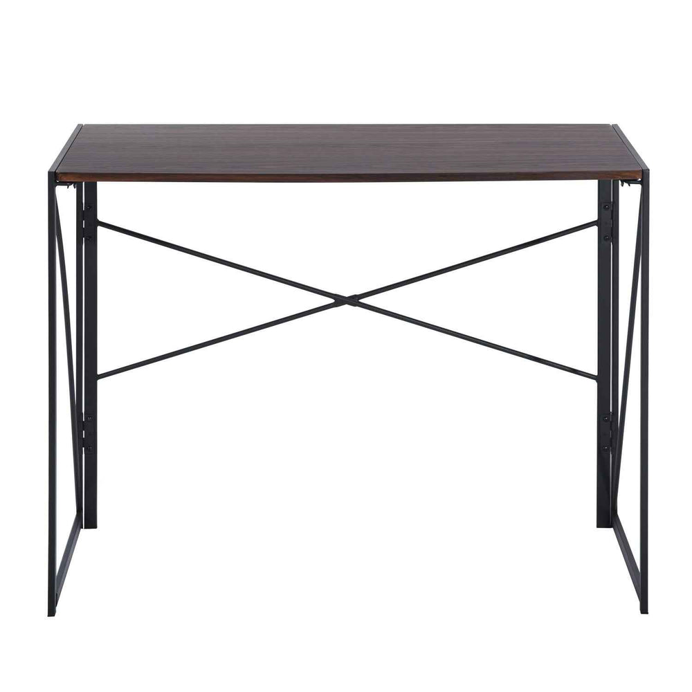 Folding Computer Desk 100x50cm Walnut MDF Space Saving Home Office Table, Ideal for Small Spaces HARPER WALNUT A