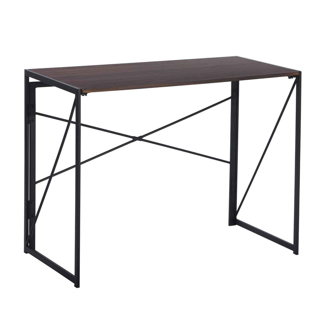 Folding Computer Desk 100x50cm Walnut MDF Space Saving Home Office Table, Ideal for Small Spaces HARPER WALNUT A