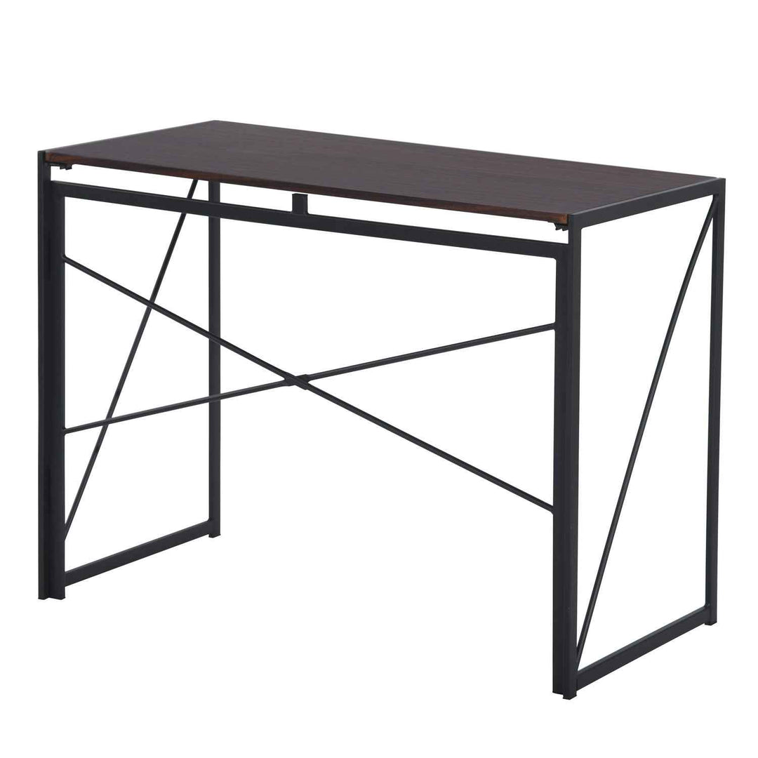 Folding Computer Desk 100x50cm Walnut MDF Space Saving Home Office Table, Ideal for Small Spaces HARPER WALNUT A