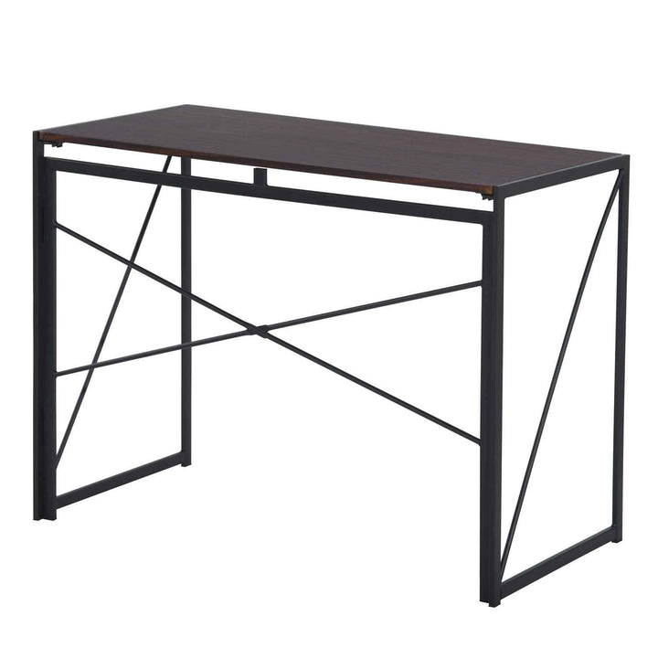 Folding Computer Desk 100x50cm Walnut MDF Space Saving Home Office Table, Ideal for Small Spaces HARPER WALNUT A