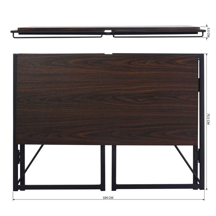 Folding Computer Desk 100x50cm Walnut MDF Space Saving Home Office Table, Ideal for Small Spaces HARPER WALNUT A