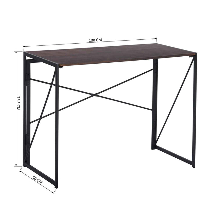 Folding Computer Desk 100x50cm Walnut MDF Space Saving Home Office Table, Ideal for Small Spaces HARPER WALNUT A