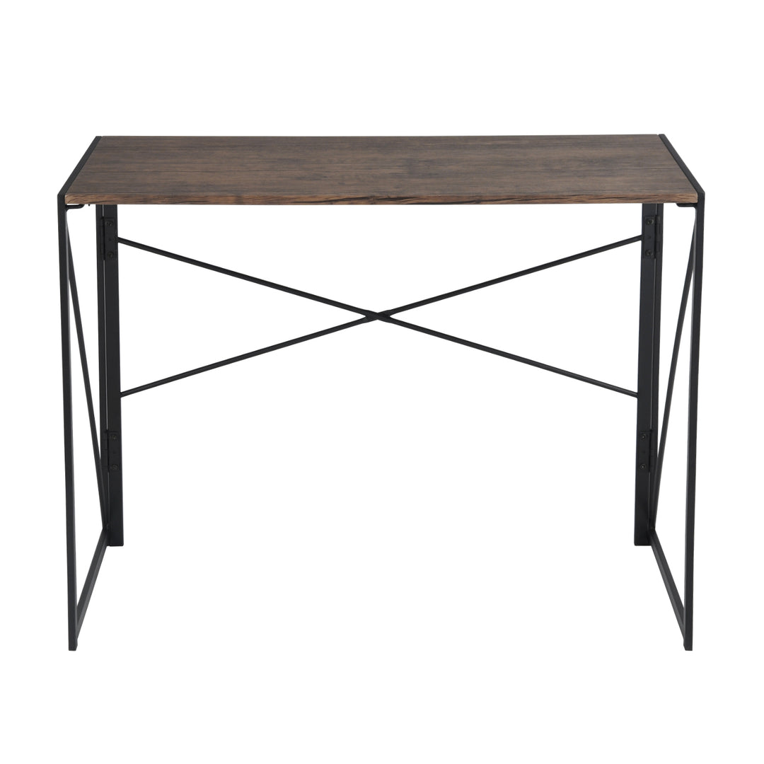 Minimalist foldable desk in black and wood industrial style HARPER BLACK HM