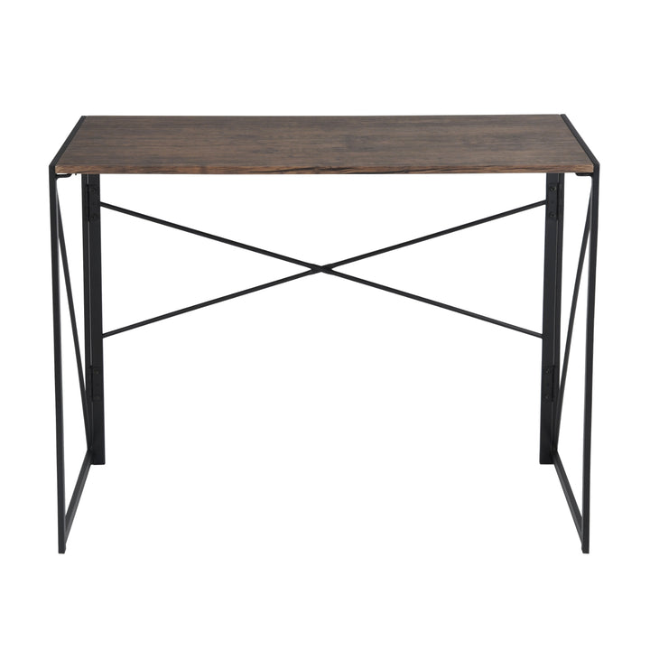 Minimalist foldable desk in black and wood industrial style HARPER BLACK HM