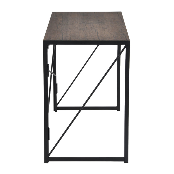 Minimalist foldable desk in black and wood industrial style HARPER BLACK HM