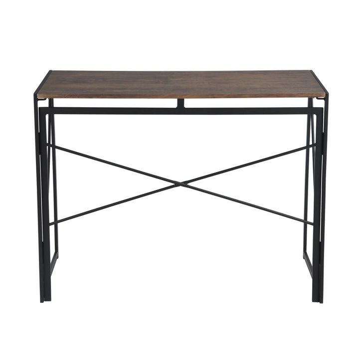 Minimalist foldable desk in black and wood industrial style HARPER BLACK HM