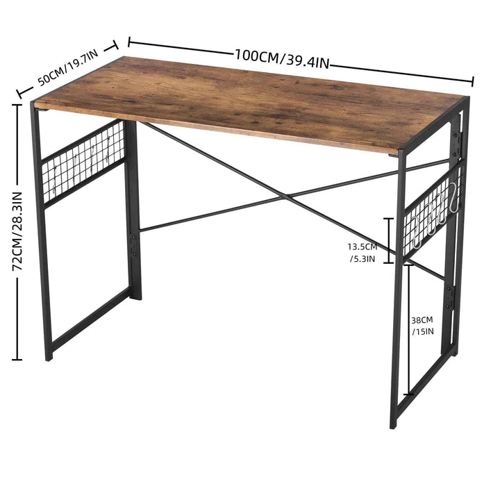 Computer Desk 100x50cm Brown & Black Space-Saving, Vintage Style for Home Office HARPER PLUS VINTAGE