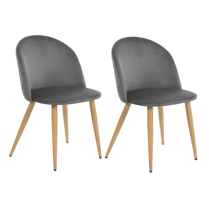 Set of 2 Upholstered Gray Velvet Dining Chairs ZOMBA GREY VELVET METAL A UKFR