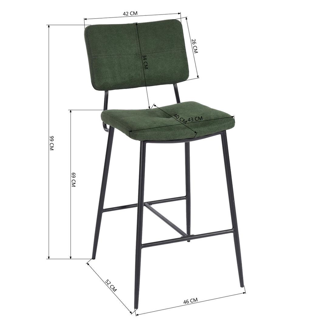 Set of 2 modern green velvet bar stools with footrest INDEPENDENCE BAR BOUTON DC