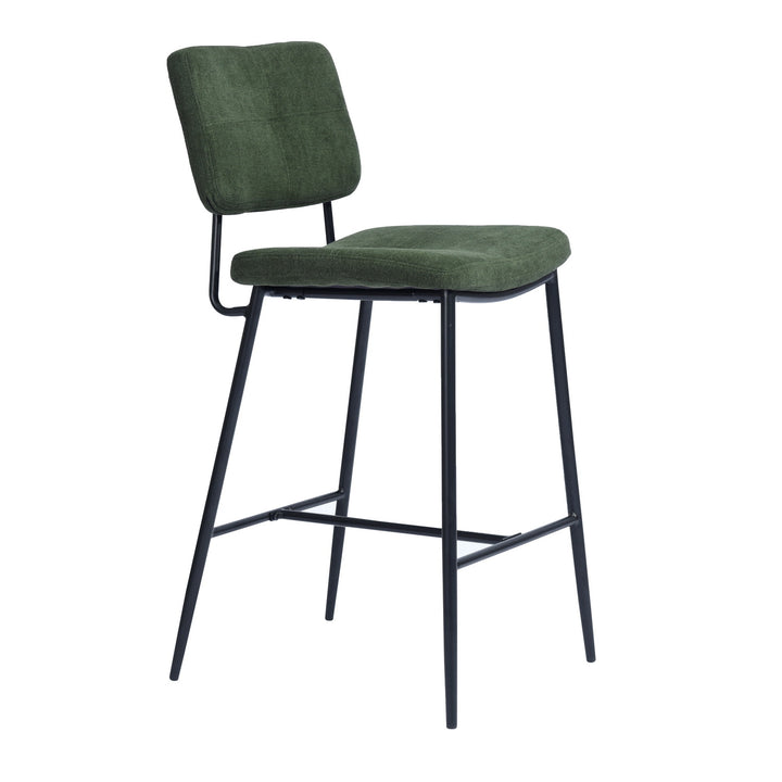 Set of 2 modern green velvet bar stools with footrest INDEPENDENCE BAR BOUTON DC