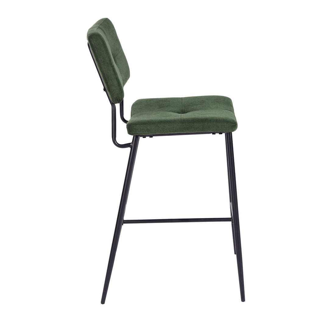 Set of 2 modern green velvet bar stools with footrest INDEPENDENCE BAR BOUTON DC