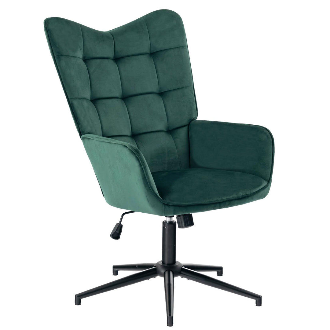 Scandinavian office chair with green velvet adjustable height backrest IRIS SMALL VELVET GREEN