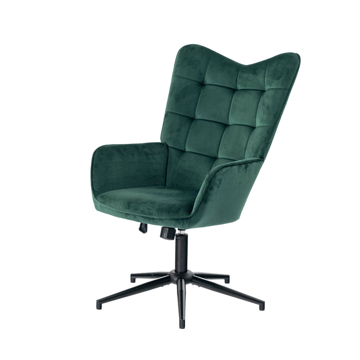 Scandinavian office chair with green velvet adjustable height backrest IRIS SMALL VELVET GREEN