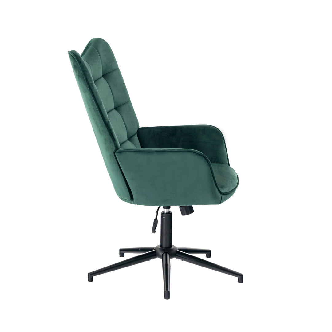 Scandinavian office chair with green velvet adjustable height backrest IRIS SMALL VELVET GREEN