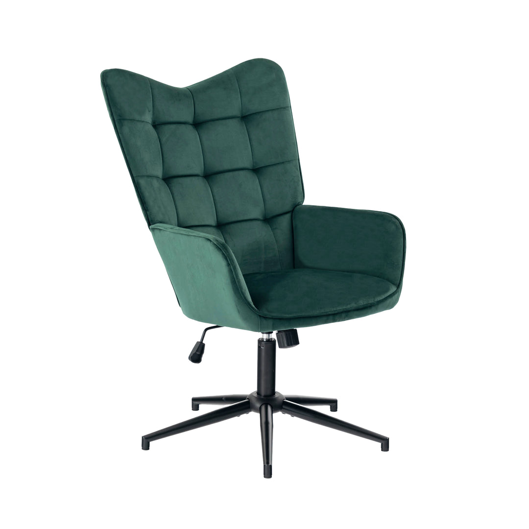 Scandinavian office chair with green velvet adjustable height backrest IRIS SMALL VELVET GREEN