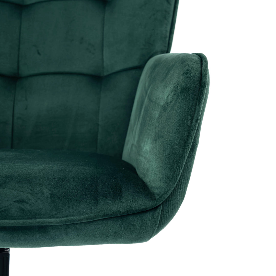 Scandinavian office chair with green velvet adjustable height backrest IRIS SMALL VELVET GREEN