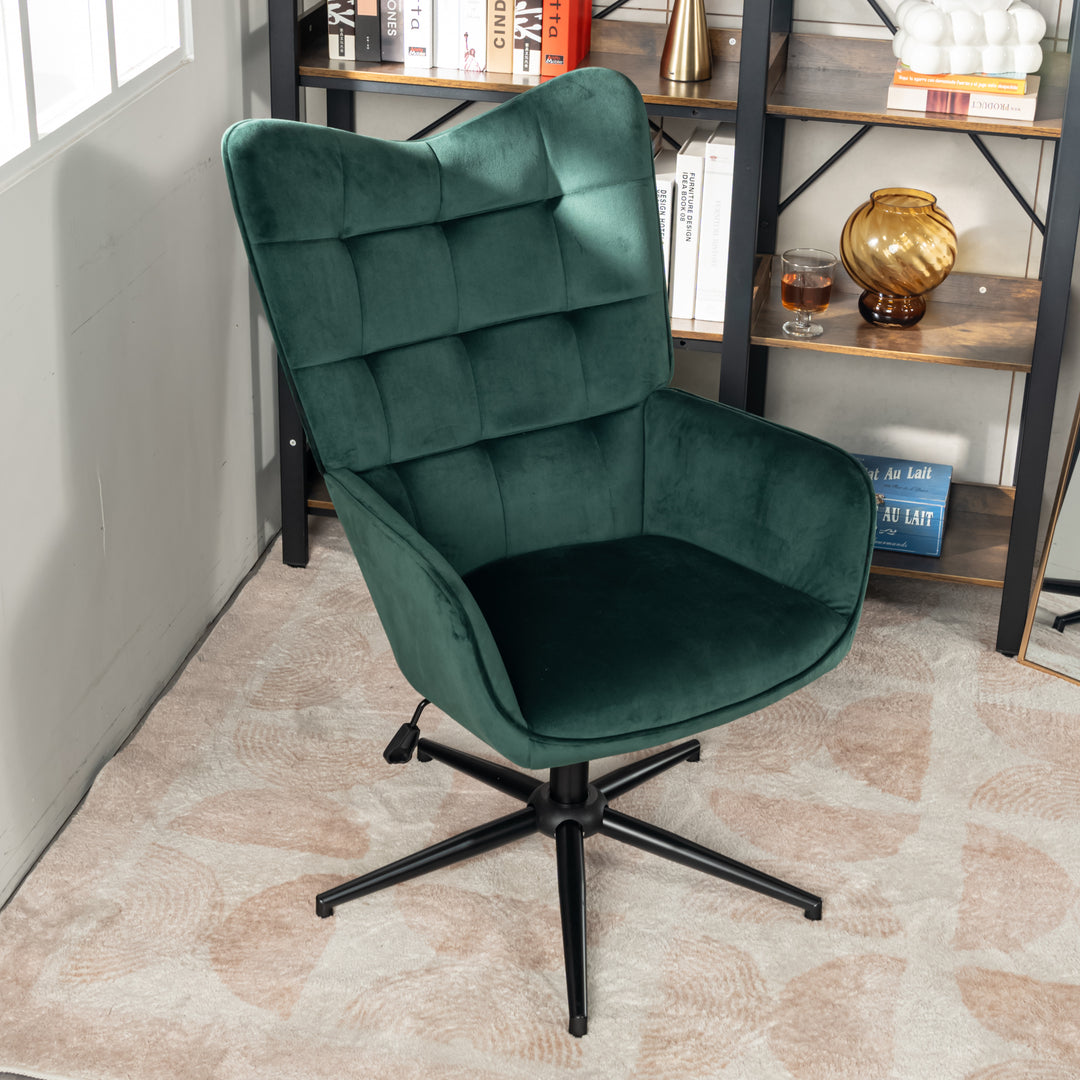 Scandinavian office chair with green velvet adjustable height backrest IRIS SMALL VELVET GREEN