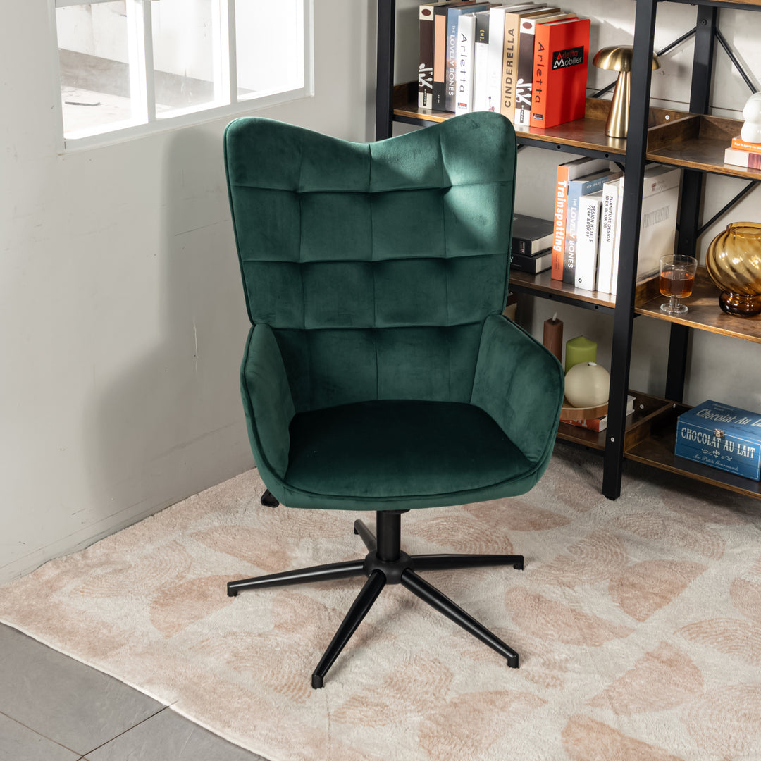 Scandinavian office chair with green velvet adjustable height backrest IRIS SMALL VELVET GREEN