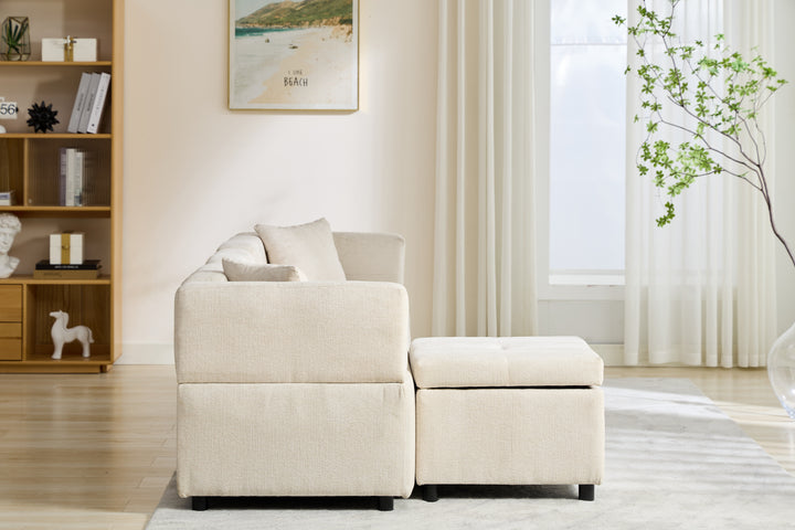 3-4 seaters beige lounge corner sofa a storage footstool bundle IDHED UK