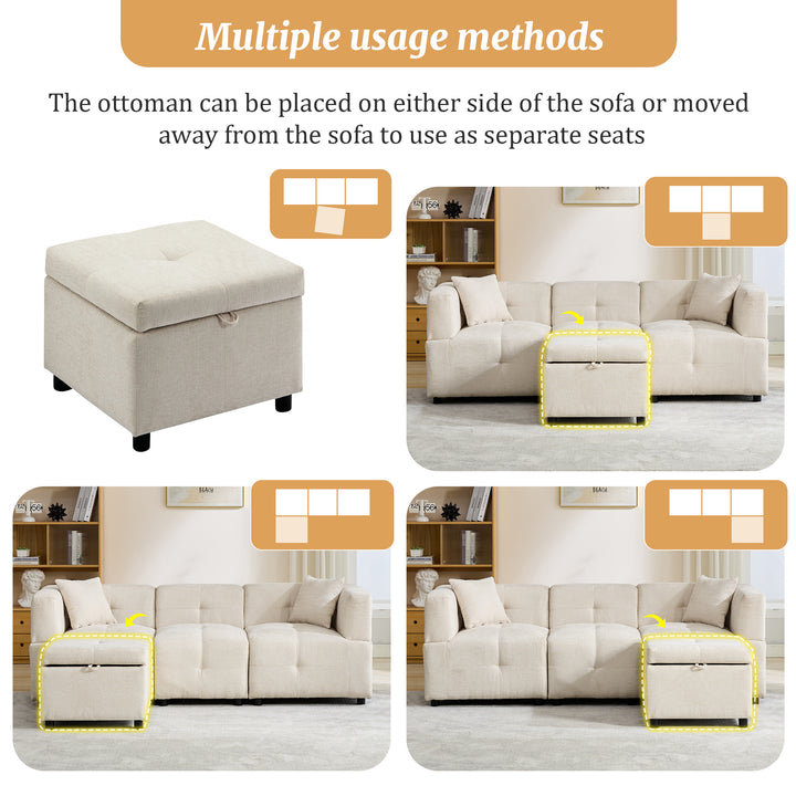 3-4 seaters beige lounge corner sofa a storage footstool bundle IDHED UK