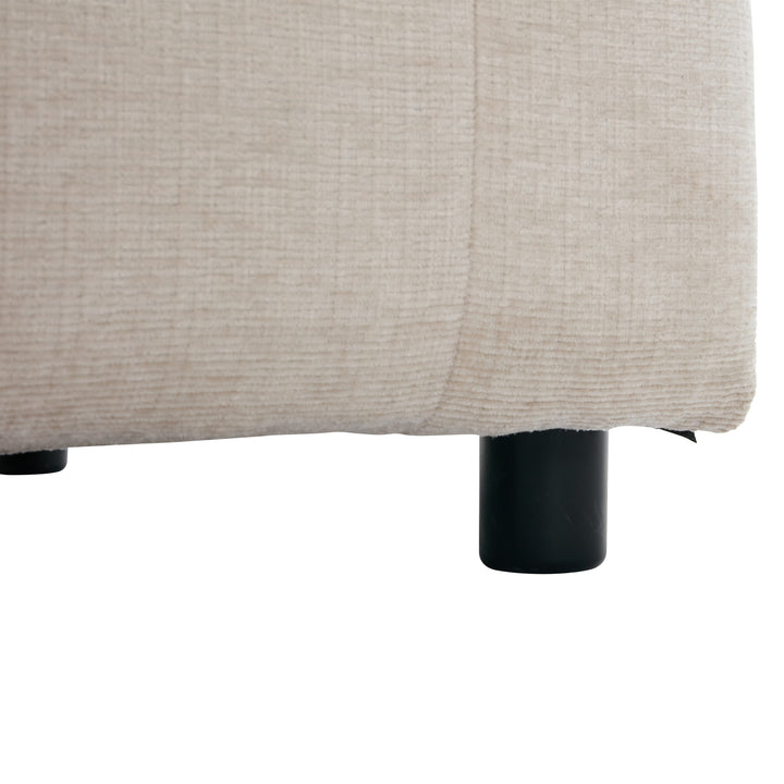 3-4 seaters beige lounge corner sofa a storage footstool bundle IDHED UK