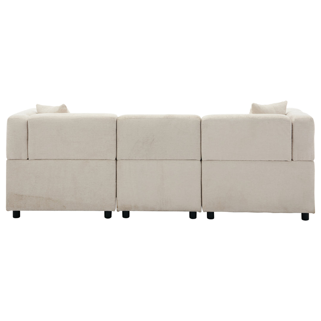 3-4 seaters beige lounge corner sofa a storage footstool bundle IDHED UK