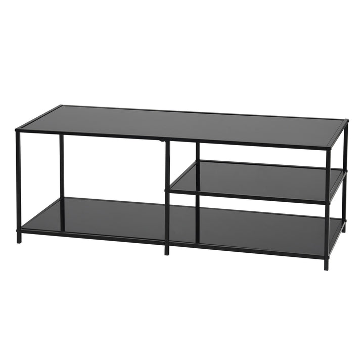 3-tier rectangular black transparent tempered glass coffee table 110*40cm JONINA