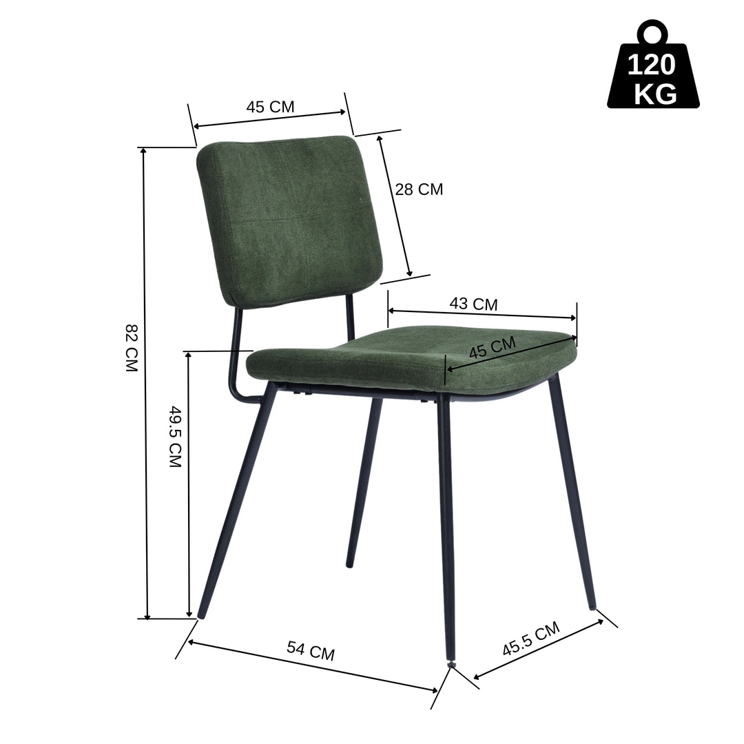 Set of 2 industrial green fabric dining chairs KAROMI DC
