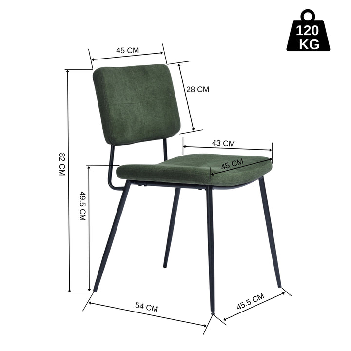 Set of 2 industrial green fabric dining chairs KAROMI DC