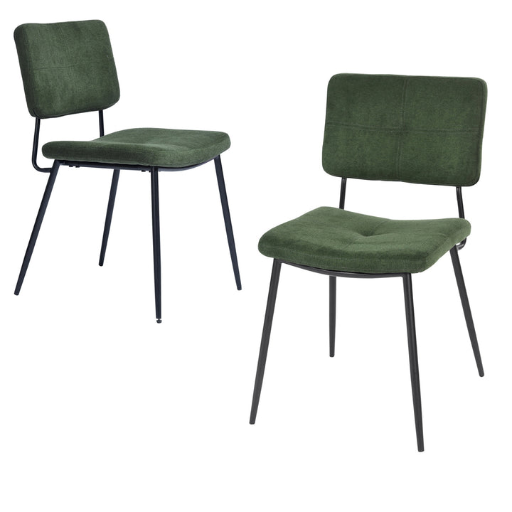 Set of 2 industrial green fabric dining chairs KAROMI DC