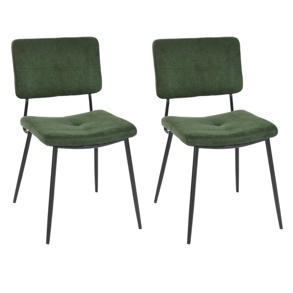 Set of 2 industrial green fabric dining chairs KAROMI DC