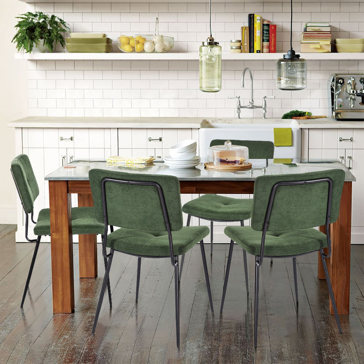Set of 2 industrial green fabric dining chairs KAROMI DC