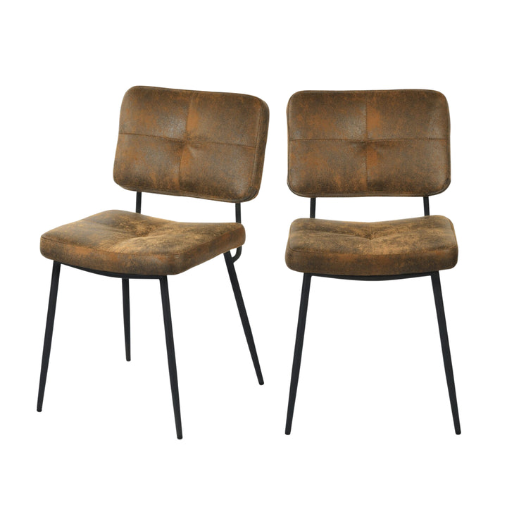 Set of 2 industrial brown suede dining chairs KAROMI SUEDE