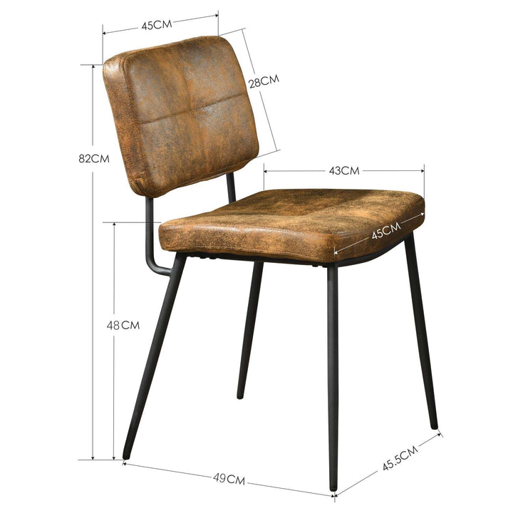 Set of 2 industrial brown suede dining chairs KAROMI SUEDE
