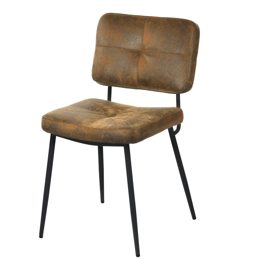 Set of 2 industrial brown suede dining chairs KAROMI SUEDE
