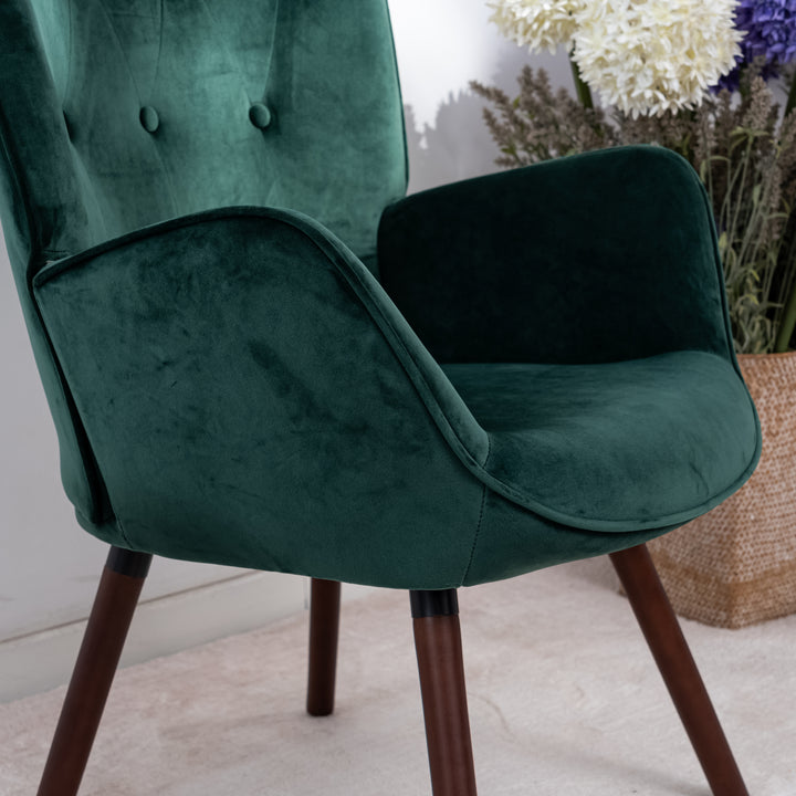 Scandinavian padded velvet green wingback armchair KAS KD VELVET GREEN UK