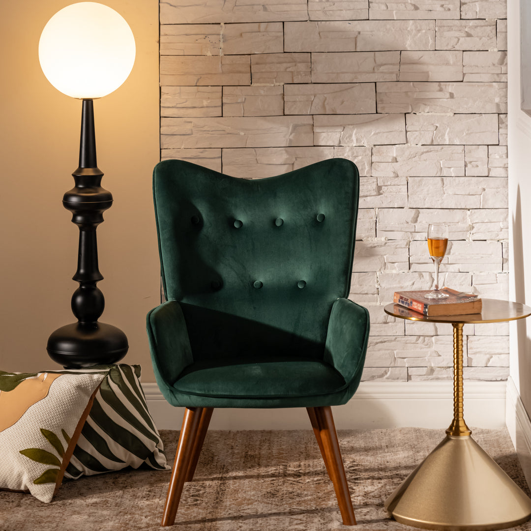 Scandinavian upholstered armchair in green velvet KAS SMALL VELVET GREEN