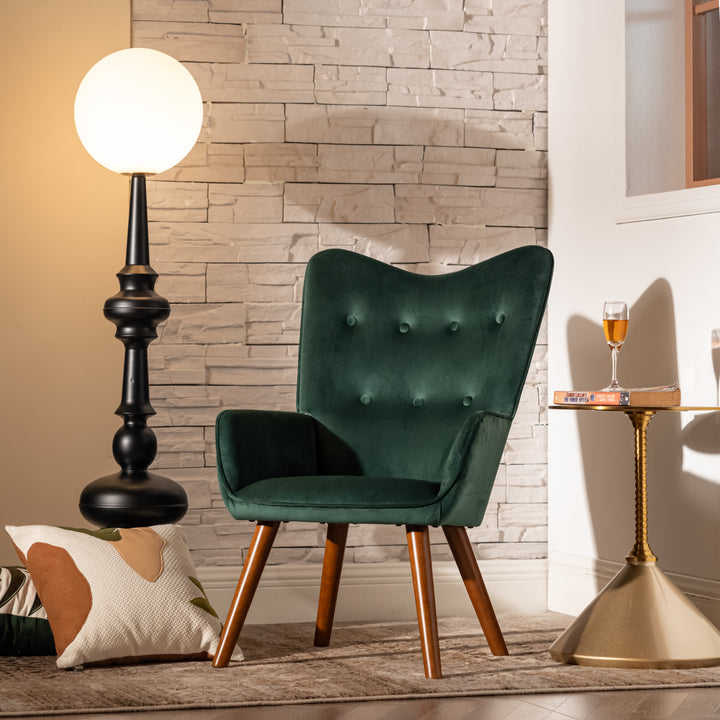 Scandinavian upholstered armchair in green velvet KAS SMALL VELVET GREEN