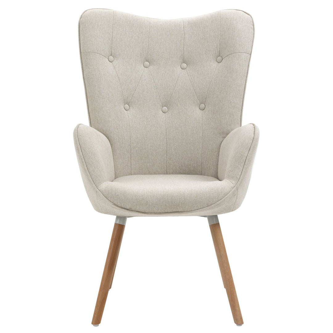 Scandinavian beige fabric armchair KAS FABRIC BEIGE NATURAL WOOD