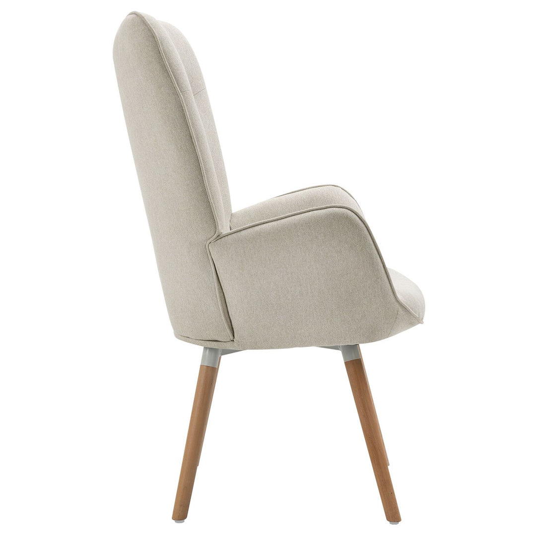 Scandinavian beige fabric armchair KAS FABRIC BEIGE NATURAL WOOD
