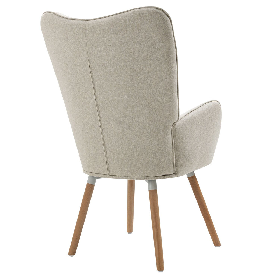 Scandinavian beige fabric armchair KAS FABRIC BEIGE NATURAL WOOD