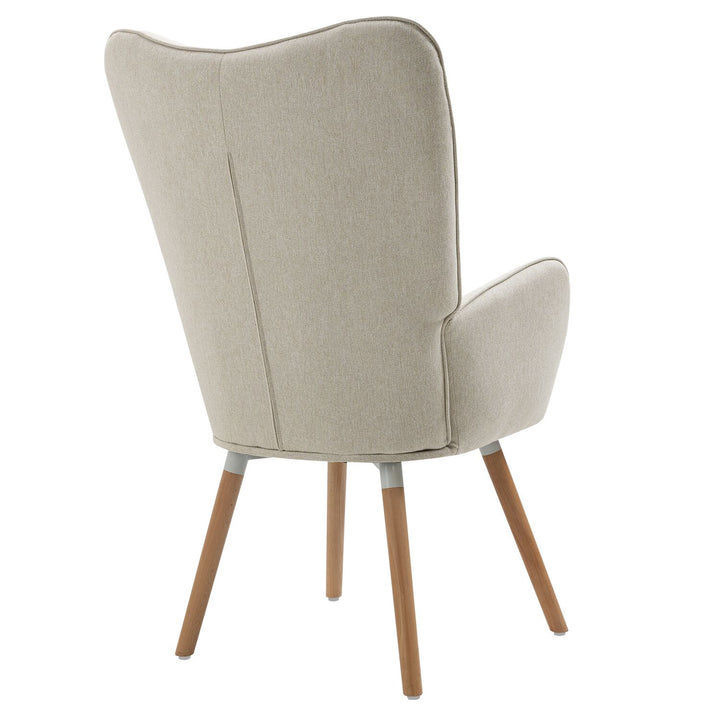 Scandinavian beige fabric armchair KAS FABRIC BEIGE NATURAL WOOD