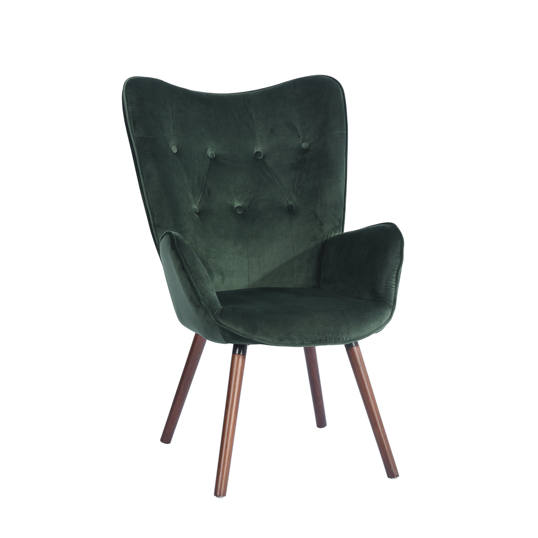 Scandinavian padded velvet green wingback armchair KAS KD VELVET GREEN UK