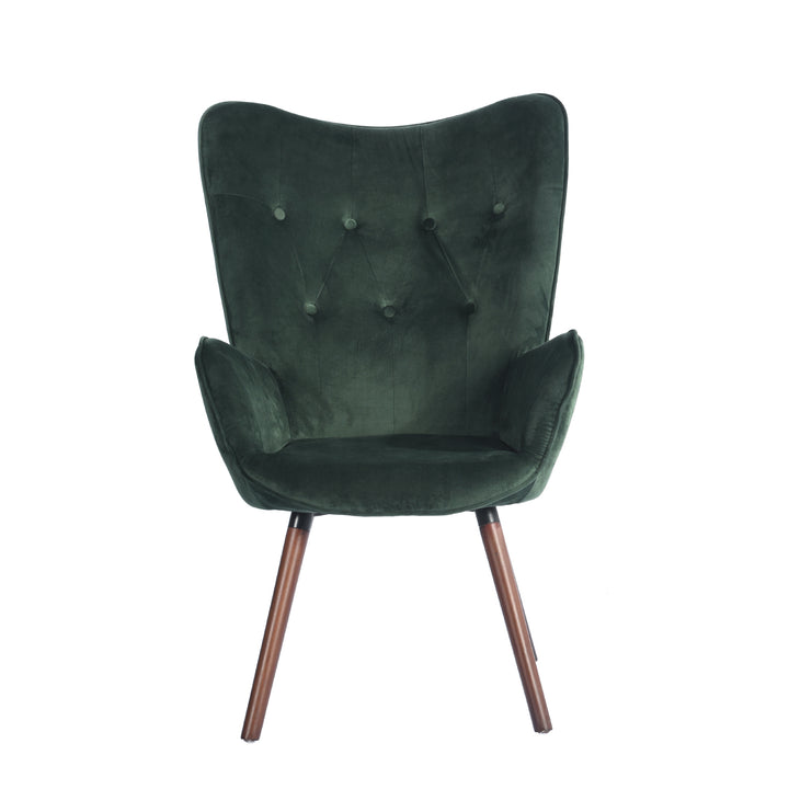 Scandinavian padded velvet green wingback armchair KAS KD VELVET GREEN UK