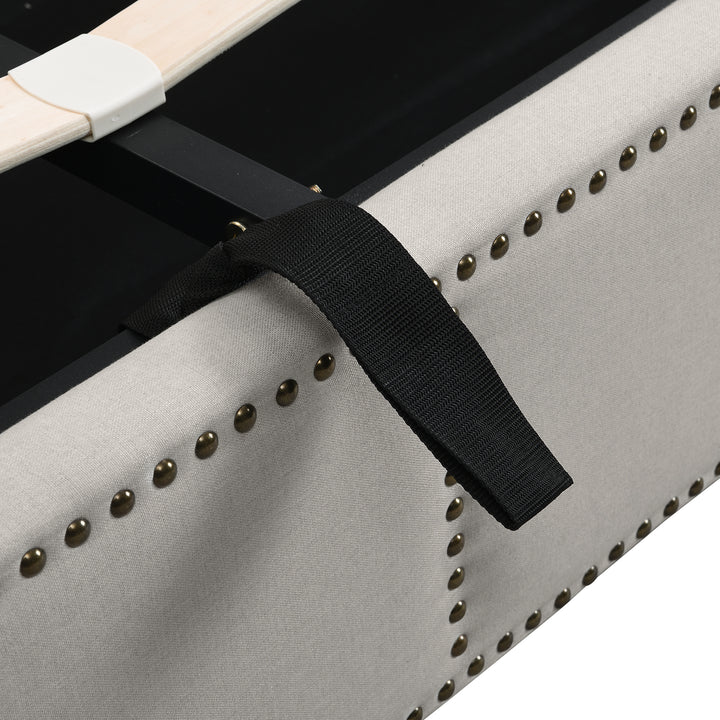 Chesterfield light grey upholstered storage gas lift bed (135*190cm) KROTS LIGHT GREY DOUBLE UK