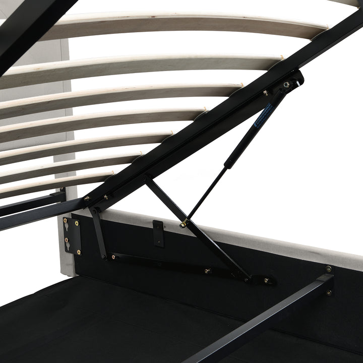 Chesterfield light grey upholstered storage gas lift bed (135*190cm) KROTS LIGHT GREY DOUBLE UK