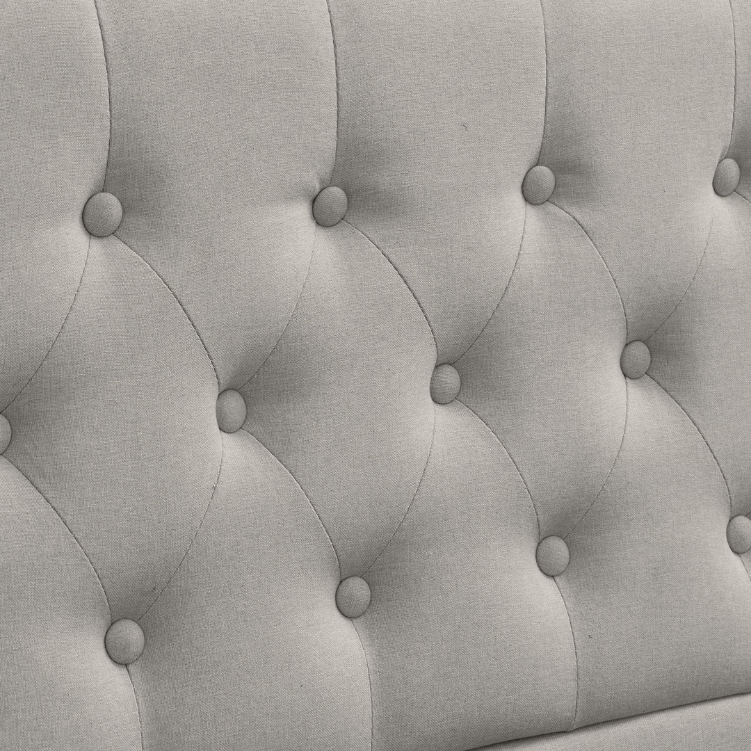 Chesterfield light grey upholstered storage gas lift bed (150*200 cm) KROTS LIGHT GREY KING UK
