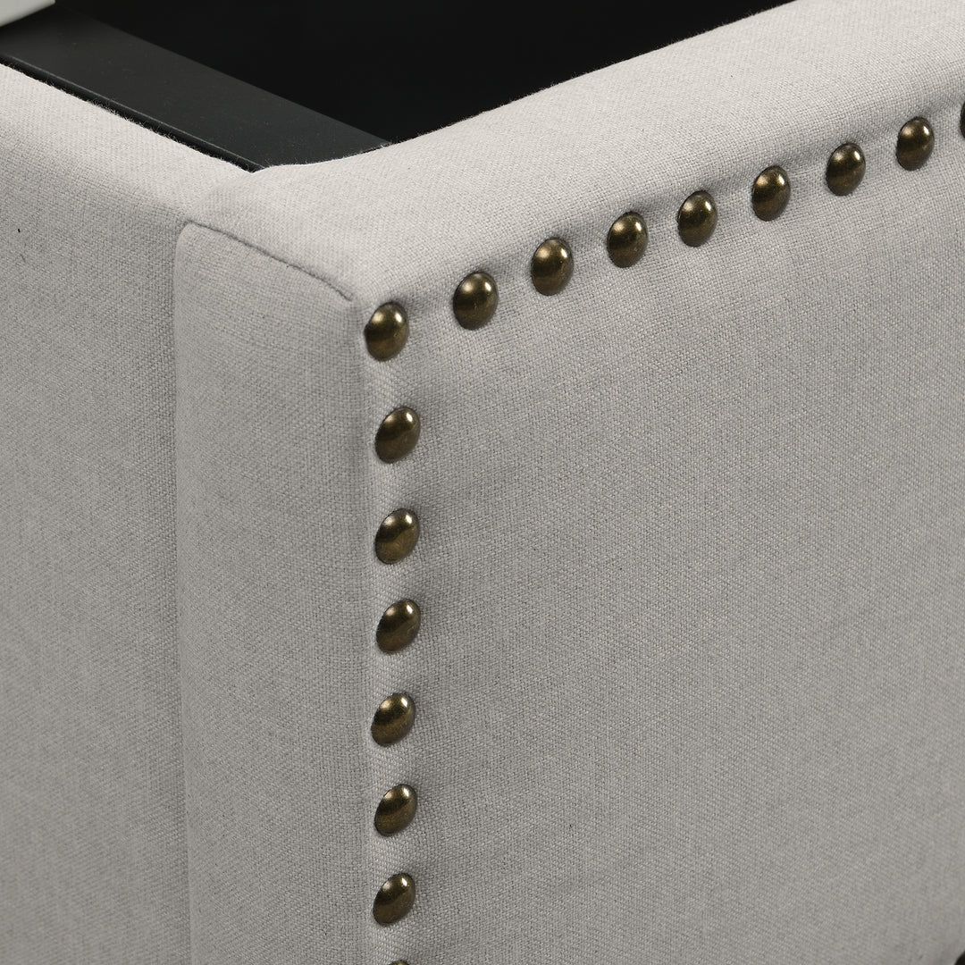Chesterfield light grey upholstered storage gas lift bed (150*200 cm) KROTS LIGHT GREY KING UK